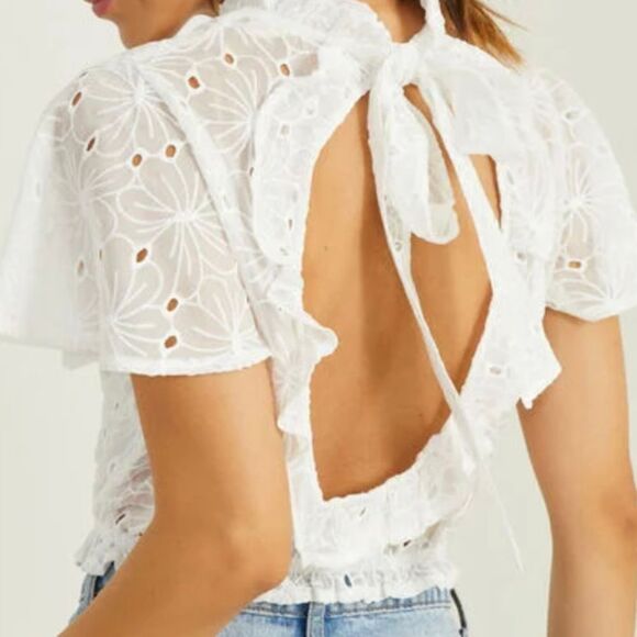 Altar'd State Marleigh White Eyelet Top Size Large - Picture 2 of 7